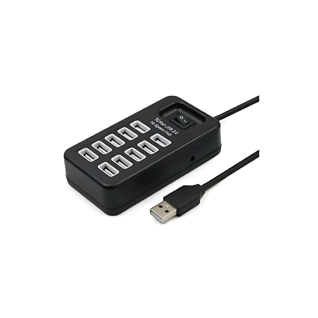 10 Port Hi-Speed USB 2.0 HUB - Black