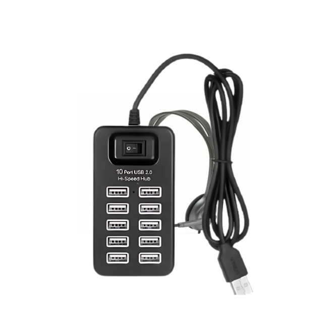 10 Port Hi-Speed USB 2.0 HUB - Black