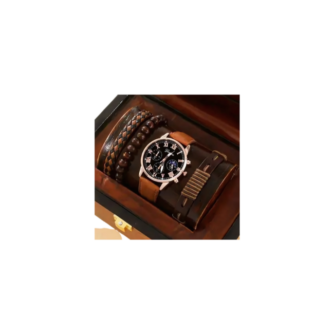 4 Piece Luxurious Quartz Watch Set for Men