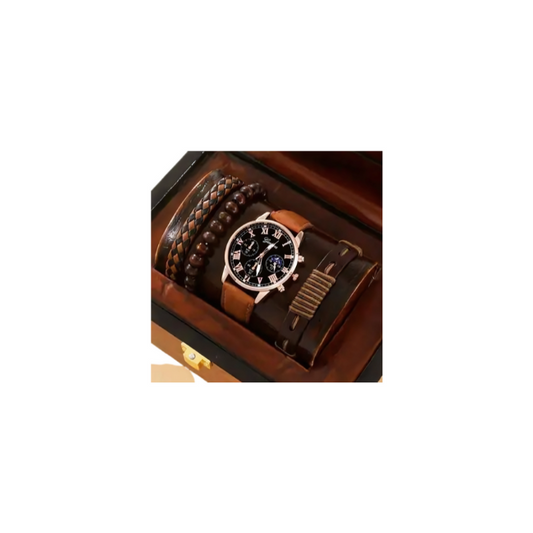 4 Piece Luxurious Quartz Watch Set for Men